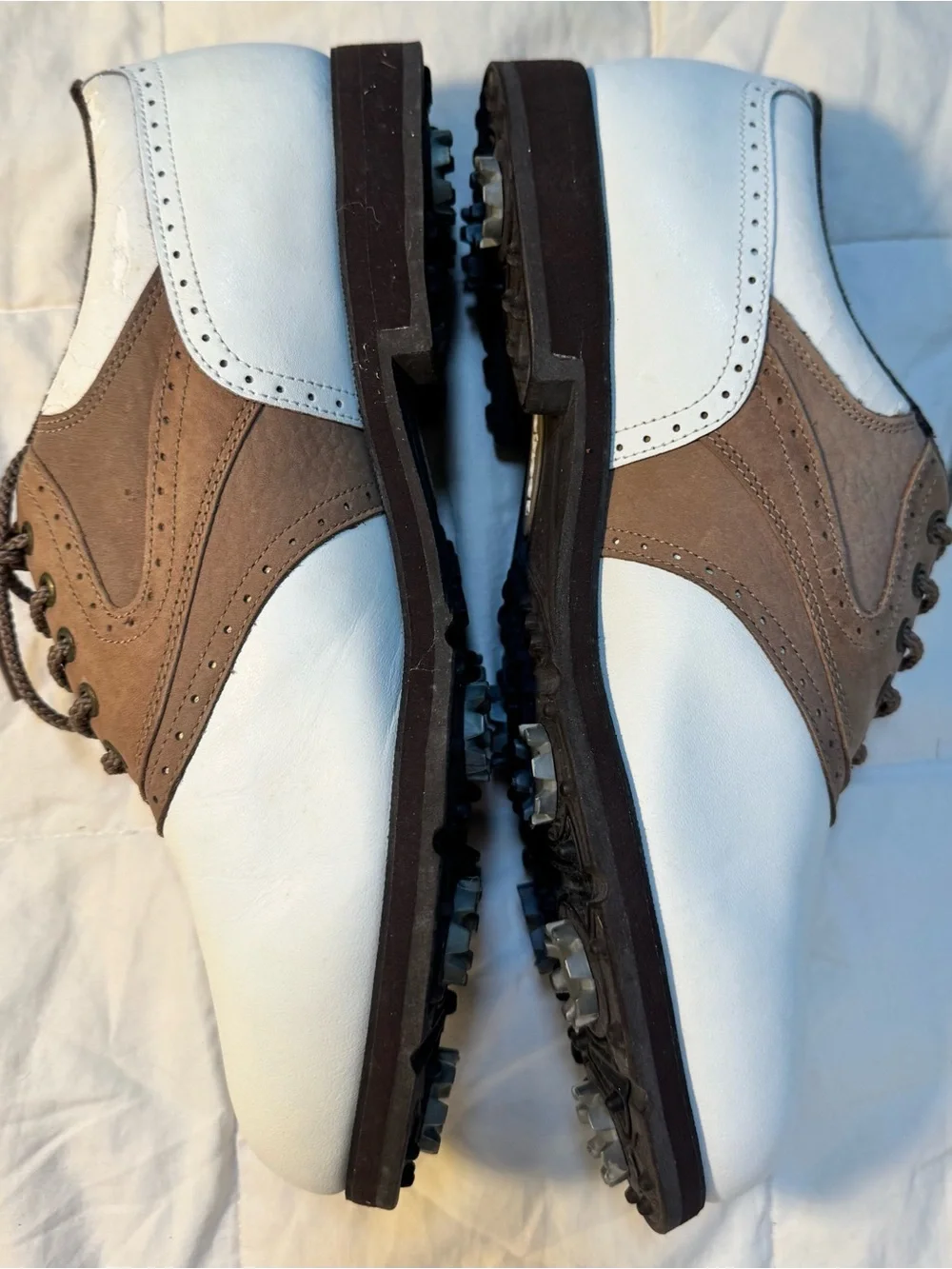 FootJoy W 9.5/ M 7.5 Saddle Golf Shoes - White & Brown/Tan